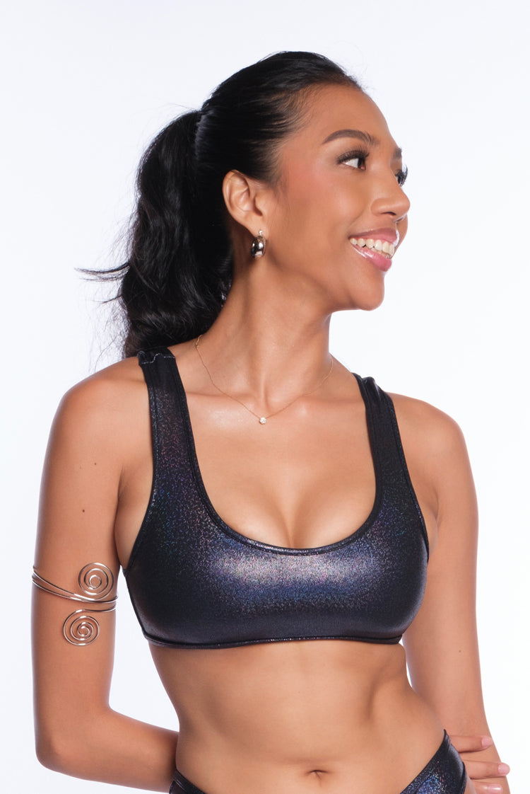 Reef Fever Denise Crop Bikini Top Black Pearl