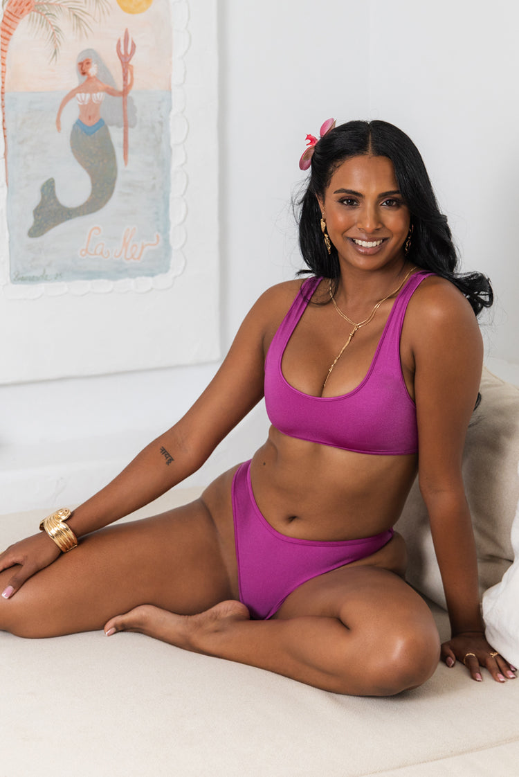 Mulberry Shimmer Denise Crop Bikini Top