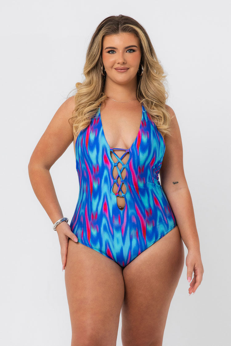 Wavelength Rose One-Piece Swimsuit Blue Flame