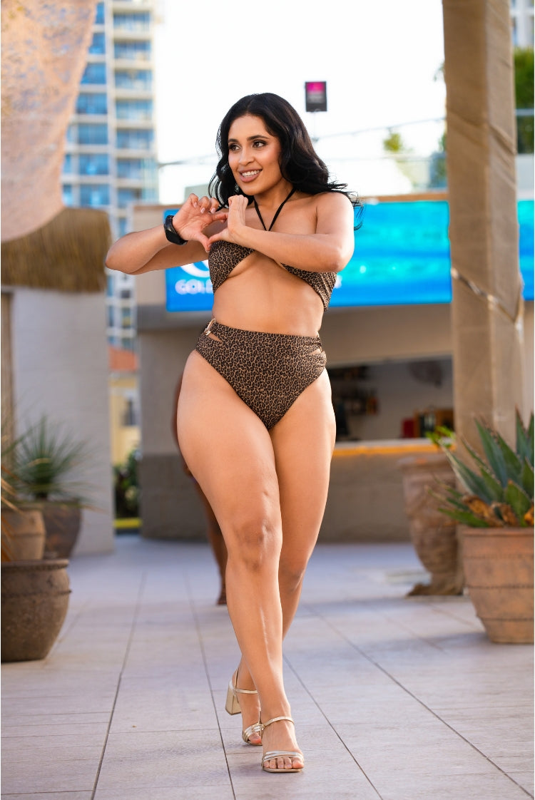 Halo Louise Bandeau Bikini Top Leopard Dawn
