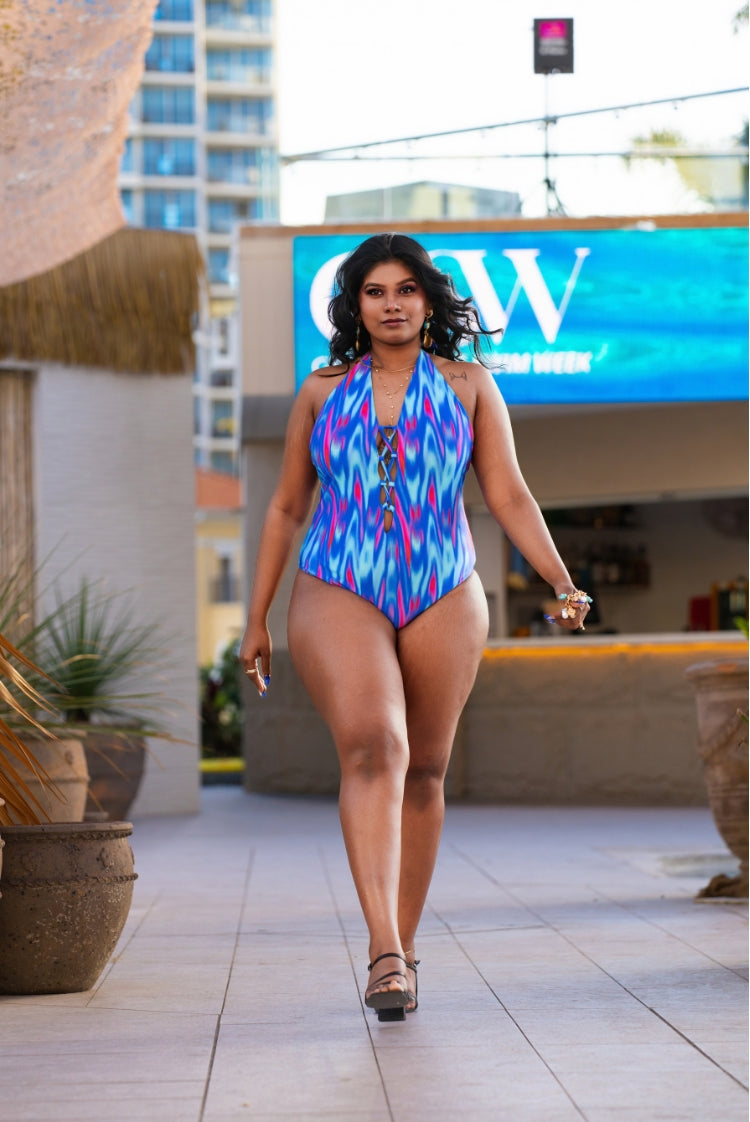 Wavelength Rose One-Piece Swimsuit Blue Flame
