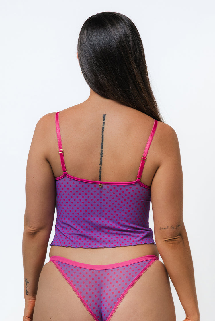 Polka Dot Dreams Lingerie Top Fuchsia Purple