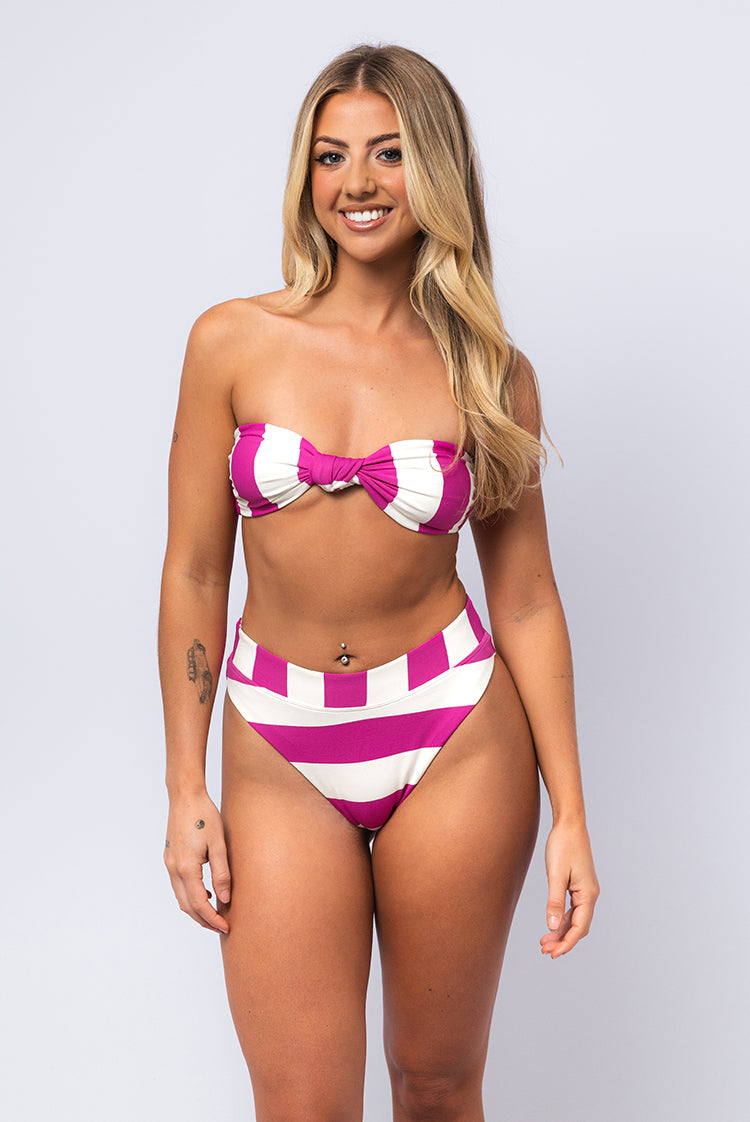 Sailor Stripe Claudia Bandeau Bikini Top Portside Pink