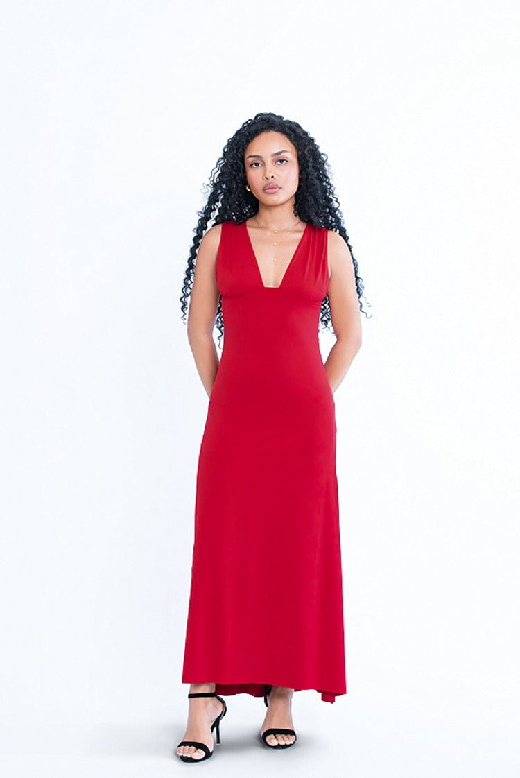 Sally Maxi Dress Deep Red