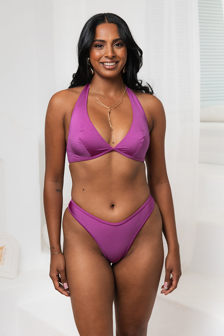 Mulberry Shimmer Chloe Halter Bikini Top