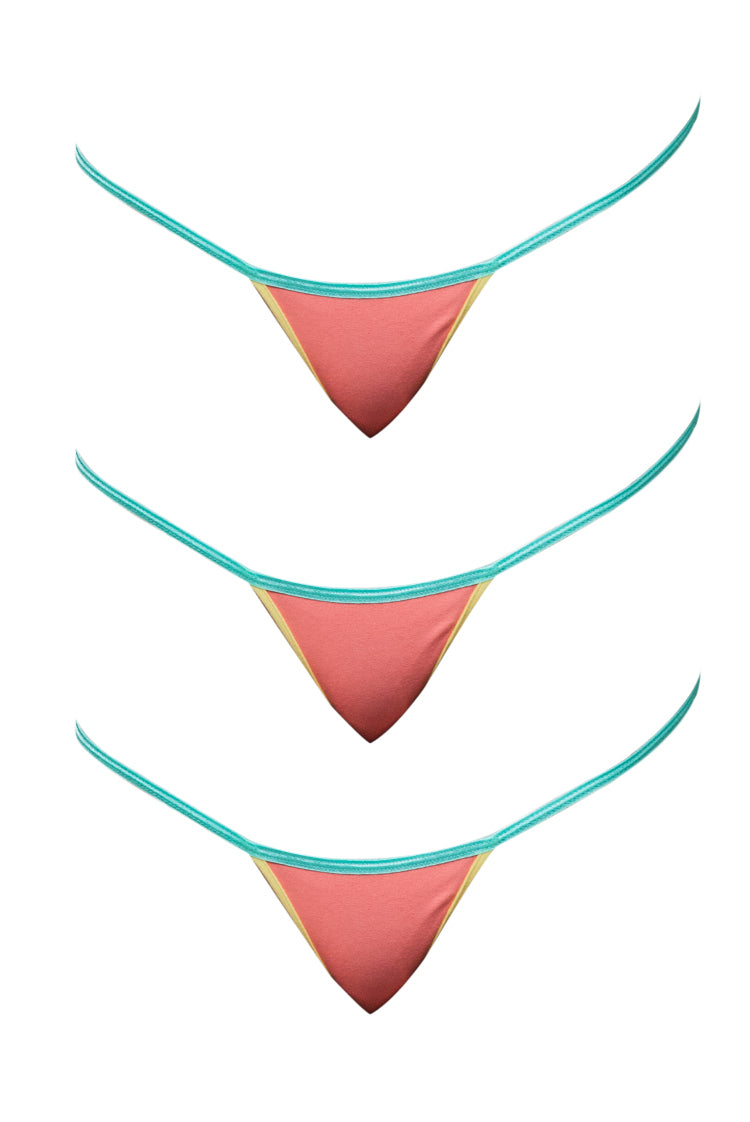 Cotton Candy Original Low Rise String Thong Multi Coral 3 Pack