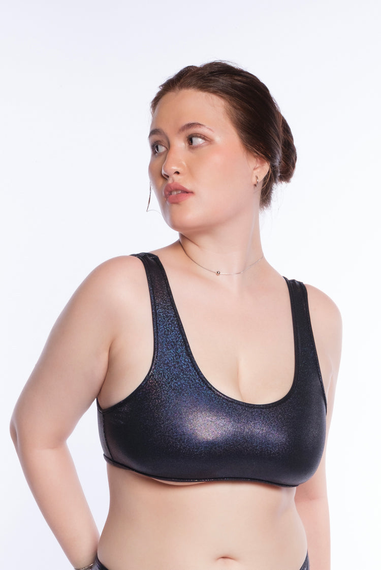Reef Fever Denise Crop Bikini Top Black Pearl