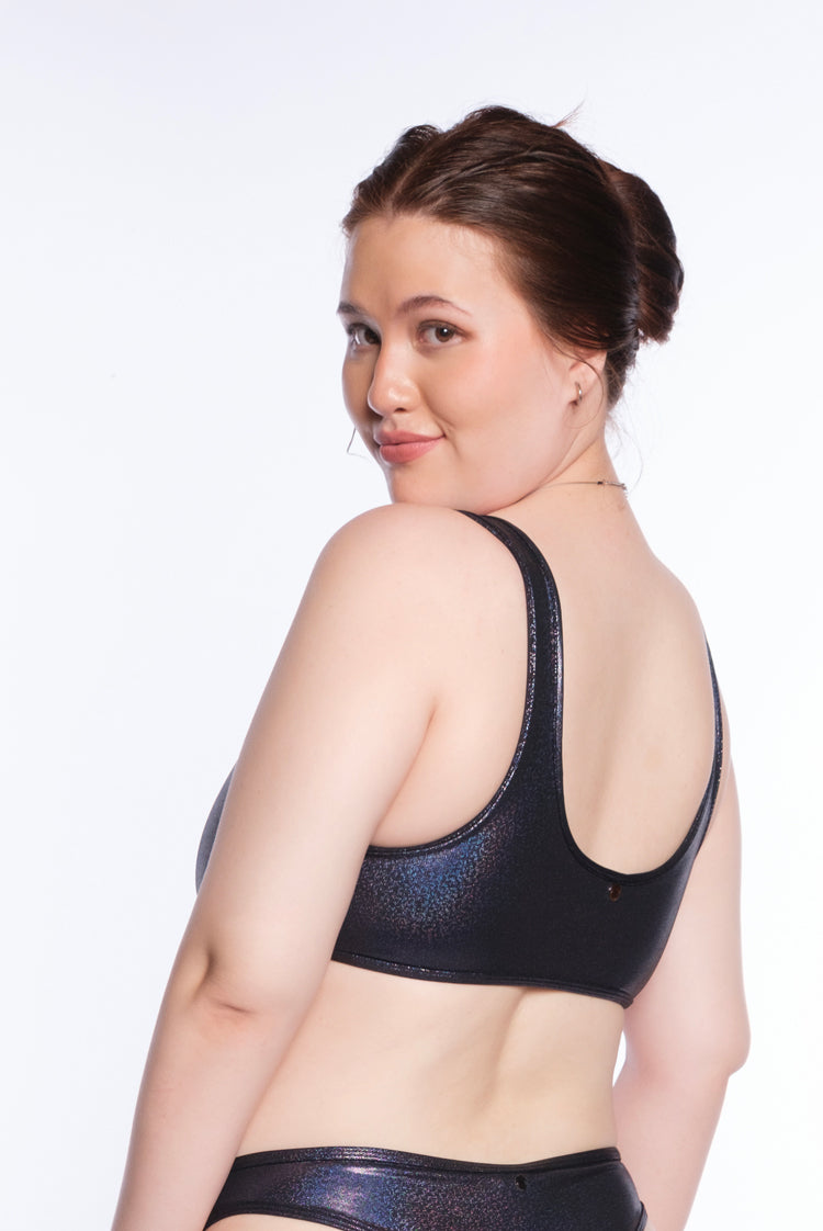 Reef Fever Denise Crop Bikini Top Black Pearl