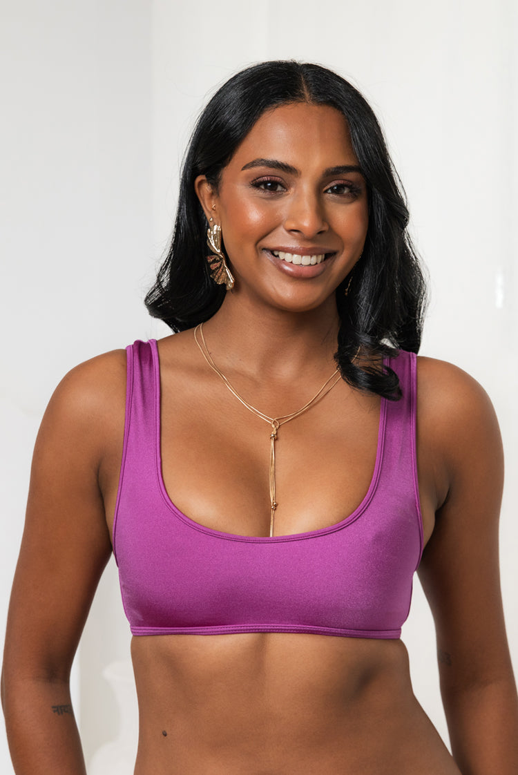 Mulberry Shimmer Denise Crop Bikini Top