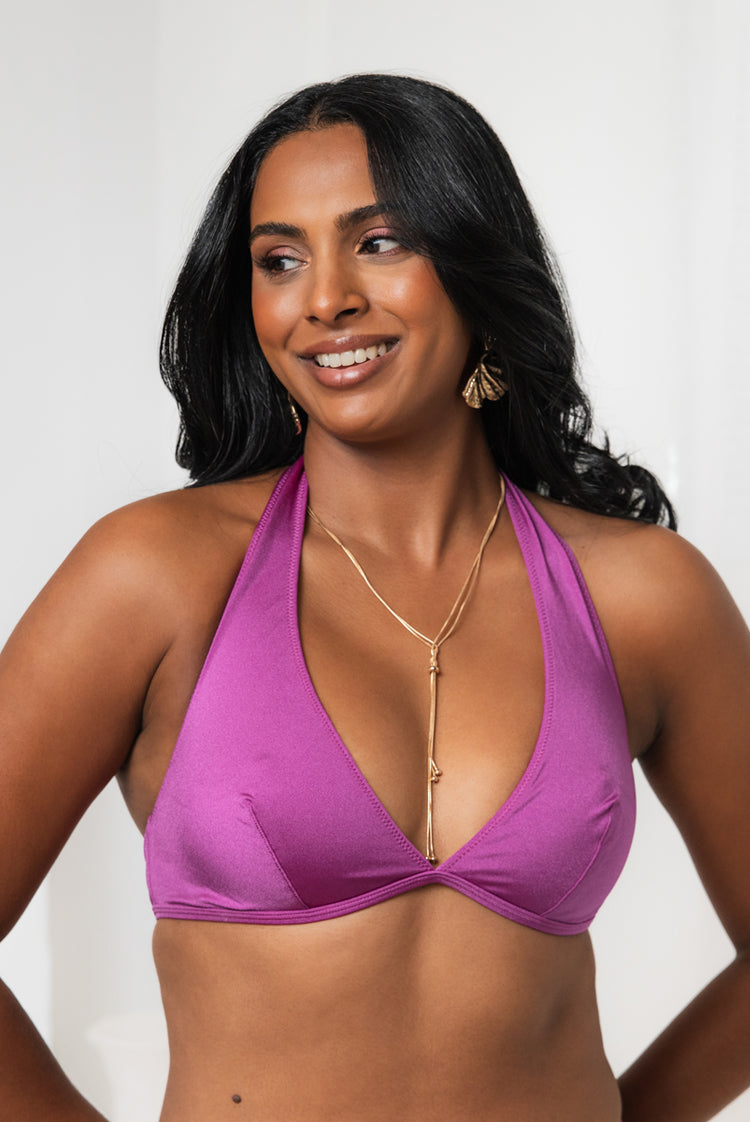 Mulberry Shimmer Chloe Halter Bikini Top