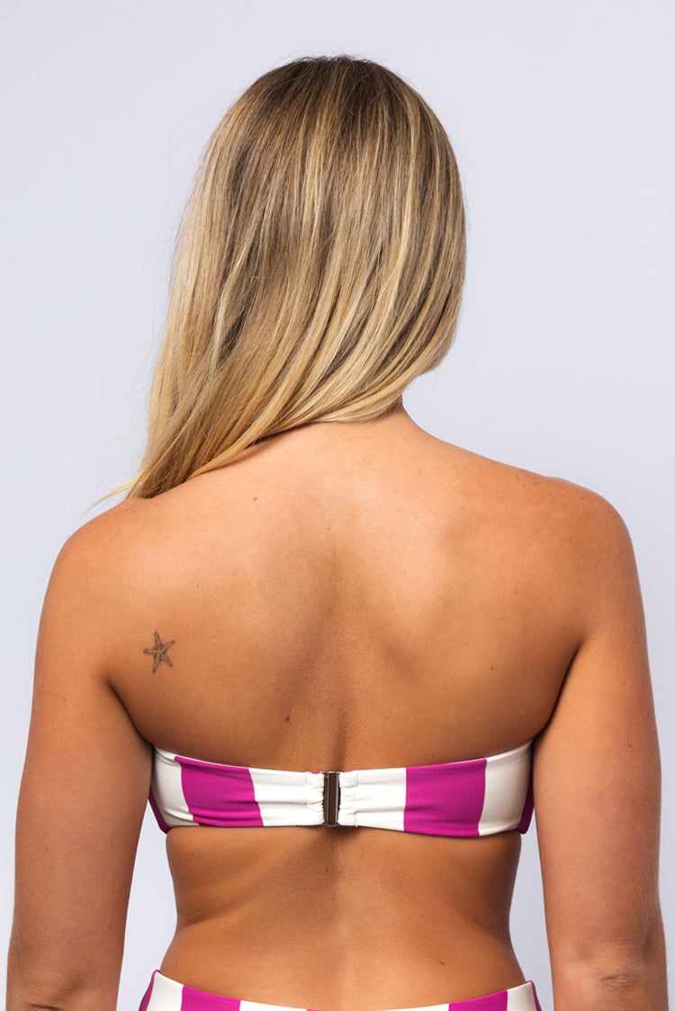 Sailor Stripe Claudia Bandeau Bikini Top Portside Pink