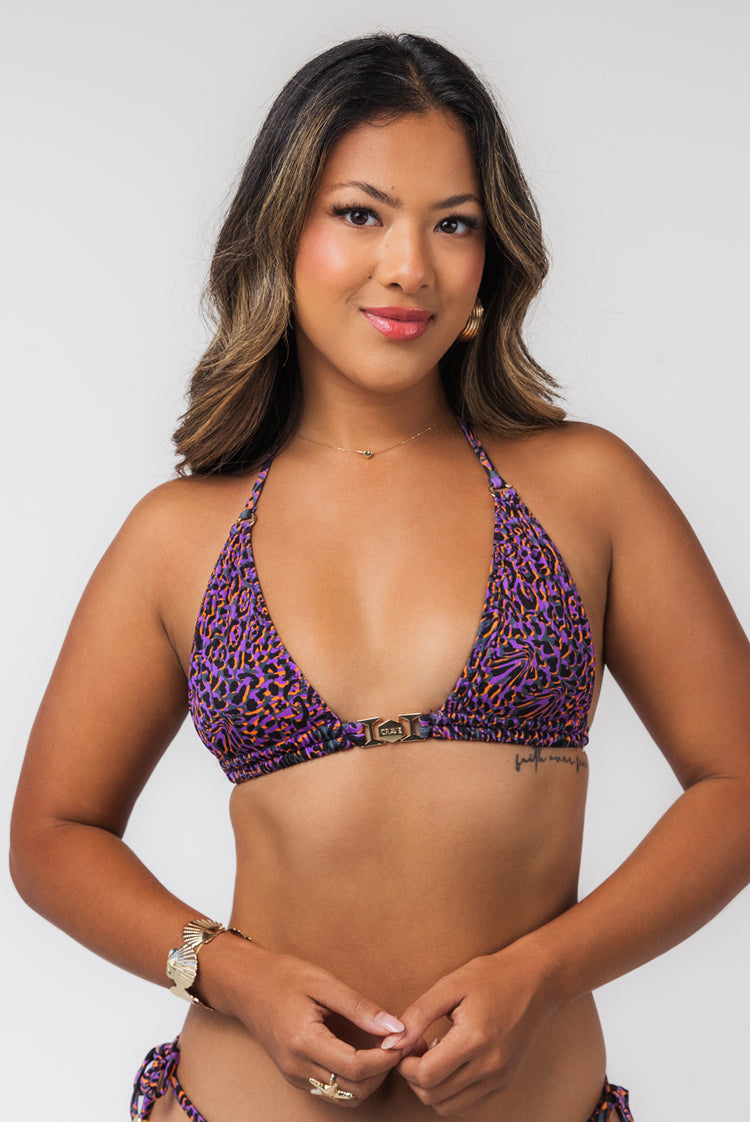 Crave Saskia Triangle Bikini Top Orchid Leopard