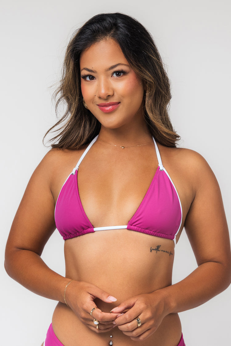 Hard Line Katie Triangle Bikini Top Dark Pink