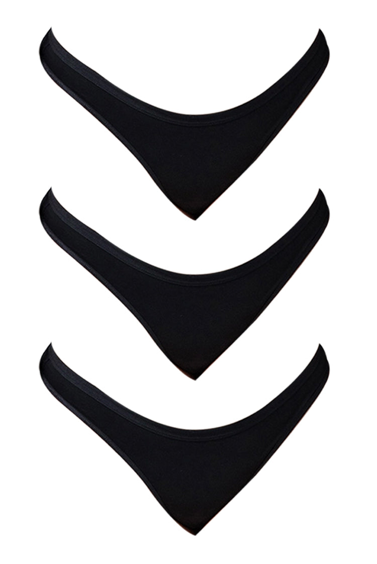 Cotton Candy Essential High Rise Thong Black 3 Pack