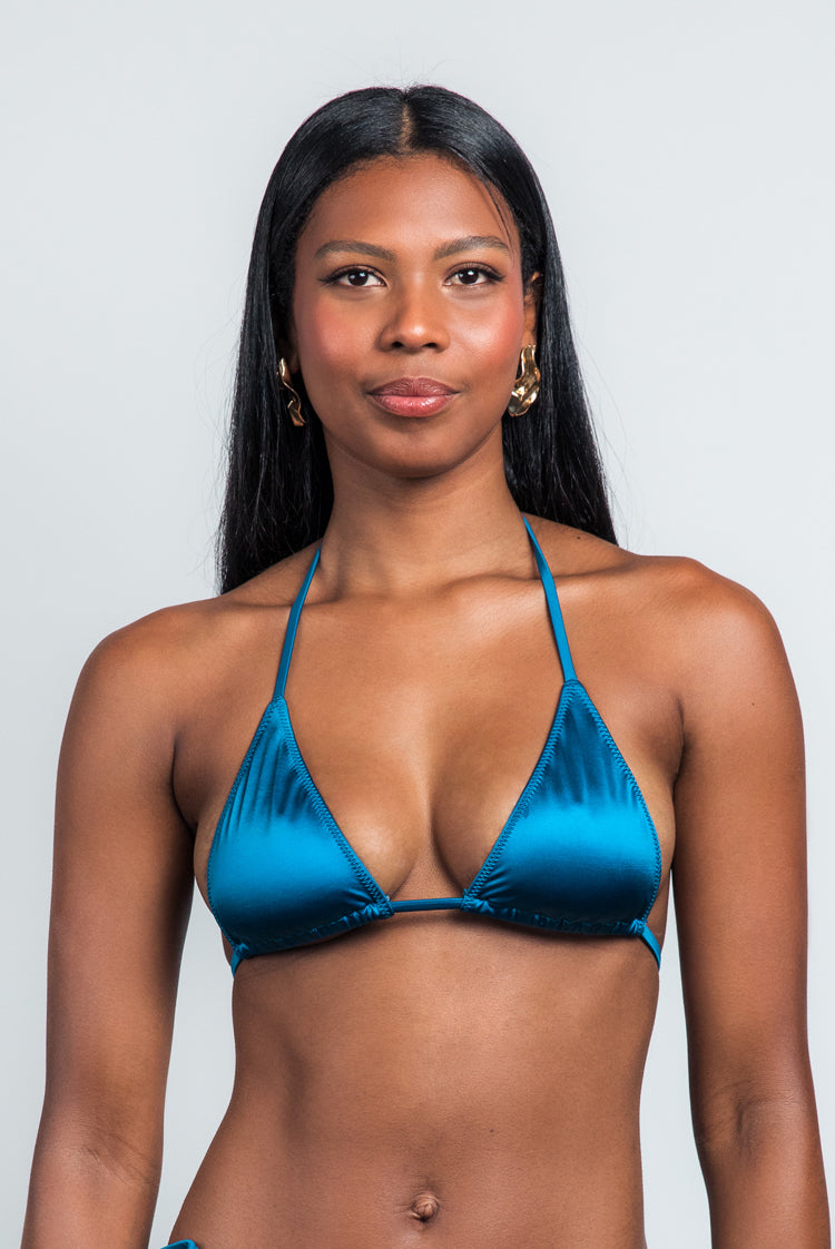 Liquid Lustre Katie Triangle Bikini Top Molten Blue