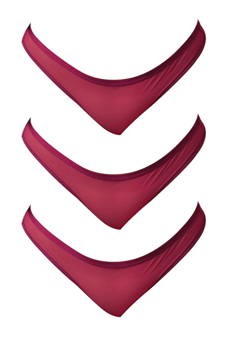 Hot Mesh Essential High Rise Thong Raspberry 3 Pack